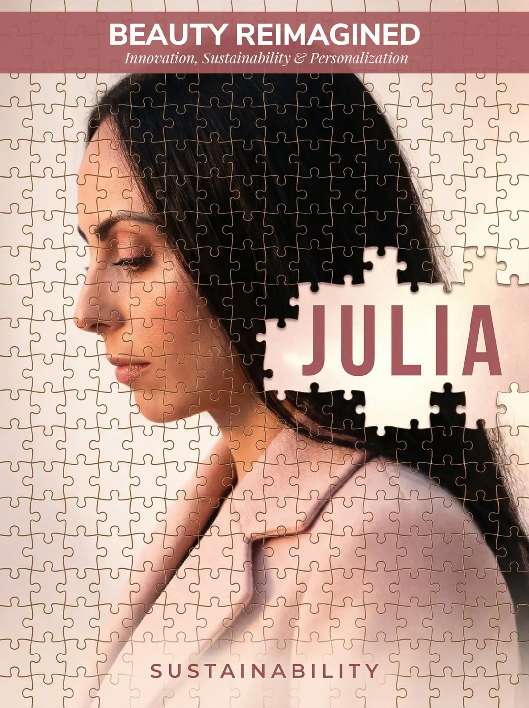 Beauty industry themed interactive puzzle portrait